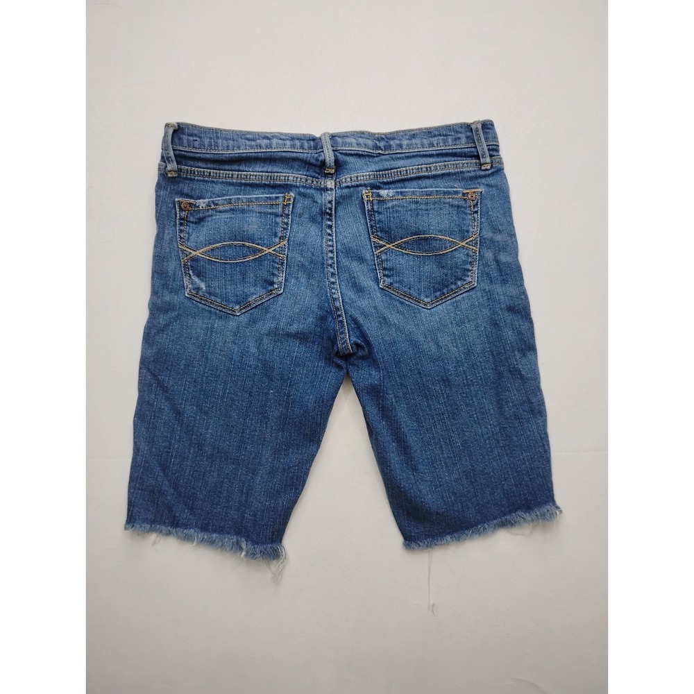 Abercrombie & Fitch Shorts Womens 4 Blue Denim Cut Off Bermuda low rise 10in - Picture 7 of 8